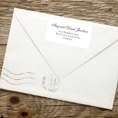 Black White Script Wedding Return Address Adressaufkleber