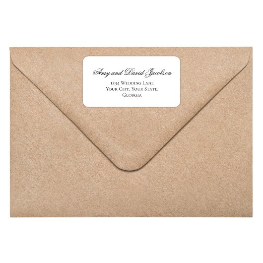 Black White Script Wedding Return Address Adressaufkleber