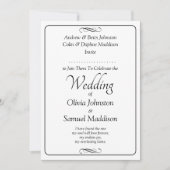 Black & White Script with Infinity Scroll Wedding Einladung (Vorderseite)