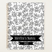 Black & White Seamless Floral Year Planner Planer (Vorderseite)