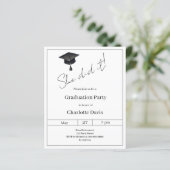 Black white She did it Graduation Party invitation (Stehend Vorderseite)