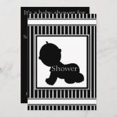 Black & White Silhouette Kinderdusche Einladungen (Vorne/Hinten)