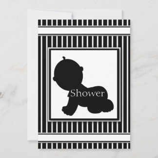 Black & White Silhouette Kinderdusche Einladungen