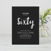 Black & White Simple 60. Geburtstagsparty Inv. Einladung (Stehend Vorderseite)