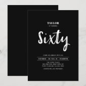 Black & White Simple 60. Geburtstagsparty Inv. Einladung (Vorne/Hinten)