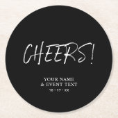 Black & White Simple Cheers Adult Birthday Party R Runder Pappuntersetzer (Vorderseite)