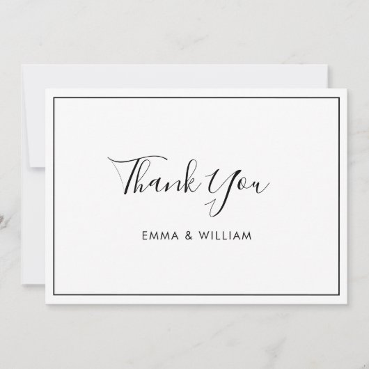 Black & White Simple Custom Thank You Flat Card Dankeskarte (Vorderseite)