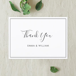 Black & White Simple Custom Thank You Flat Card Dankeskarte