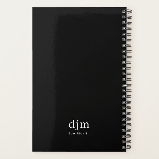 Black & White Simple Minimalist Planer (Rückseite)