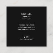 Black & White Simple Modern Foto Social Media Squ Quadratische Visitenkarte (Rückseite)