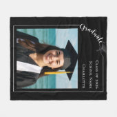 Black white simple modern photo Graduate Fleecedecke (Vorderseite (Horizontal))