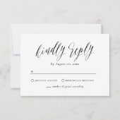 Black & White Simple Script Calligraphy Wedding RSVP Karte (Vorderseite)