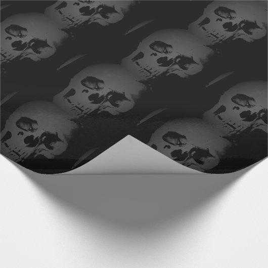 Black & White Skull Fantasy Art Heavy Metal Rock Geschenkpapier (Ecke)