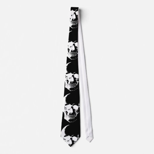 Black & White Skull Neck Tys Krawatte (Vorderseite)