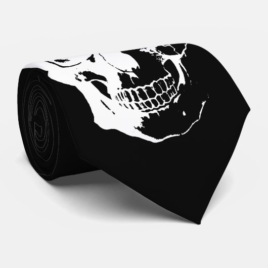 Black & White Skull Neck Tys Krawatte (Gerollt)