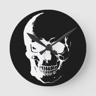 Black & White Skull Runde Wanduhr