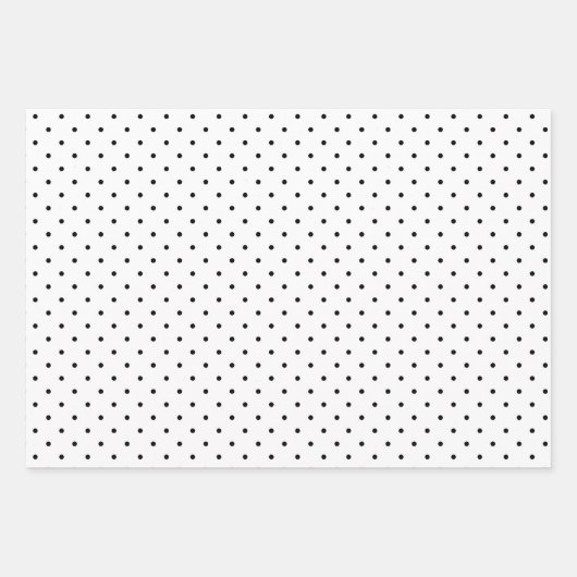 Black & White Small Polka Dot Party oder Weihnacht Geschenkpapier Set (Vorderseite)