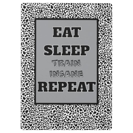 Black & white snow leopard print  klemmbrett (Rückseite)