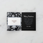 Black & White Snowflake Elegantes Foto Dankeskarte (Innenseite)