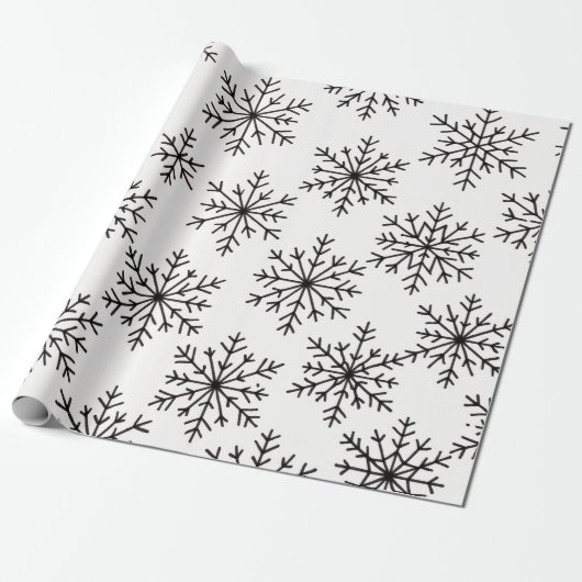 Black & White Snowflake Pattern Wrapping Paper  Geschenkpapier (Ungerollt)