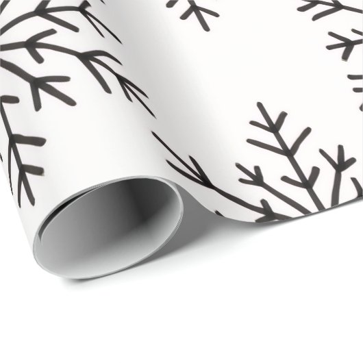 Black & White Snowflake Pattern Wrapping Paper  Geschenkpapier (Rolleneckpunkt)