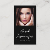 Black White Social Media QR Photo Makeup Visitenkarte (Vorderseite)