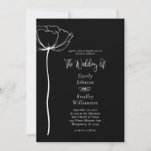 Black White Sophistict Elegant Floral Wedding Einladung (Vorderseite)