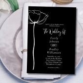 Black White Sophistict Elegant Floral Wedding Einladung