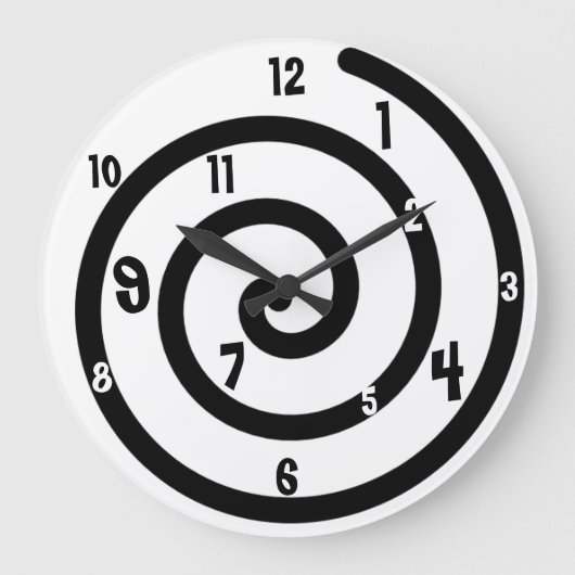 Black & White Spiral Wall Clock Große Wanduhr (Vorderseite)