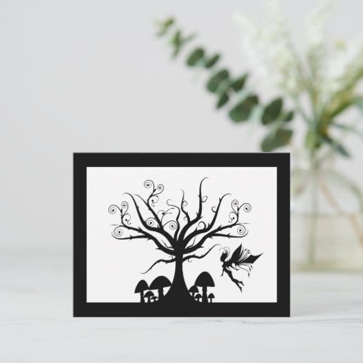 Black & White Spooky Fairy Postcard Postkarte (Stehend Vorderseite)