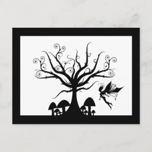 Black & White Spooky Fairy Postcard Postkarte