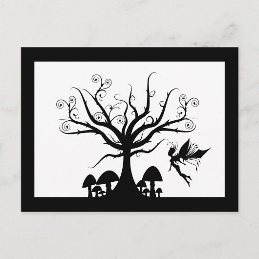 Black & White Spooky Fairy Postcard Postkarte (Vorderseite)