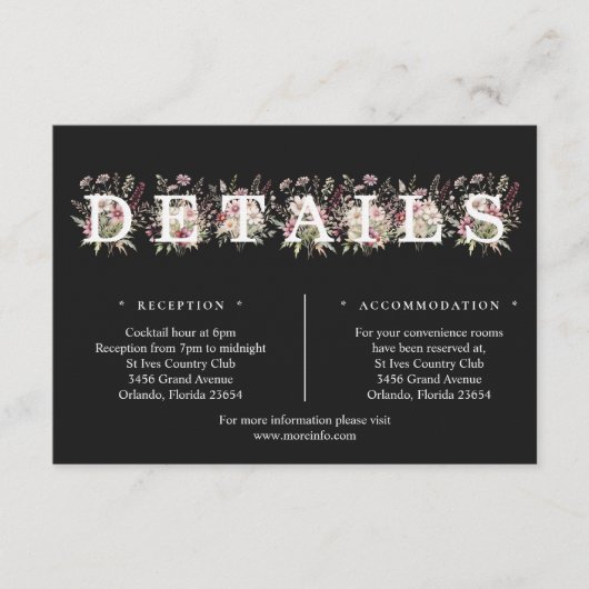 Black & White Spring Floral Details Enclosure Card Begleitkarte (Vorderseite)