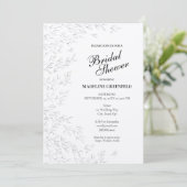 Black & White Spring Leaves Floral Bridal Shower Einladung (Stehend Vorderseite)