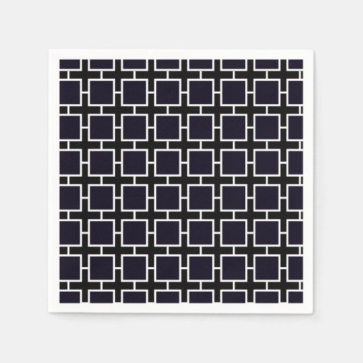 BLACK & WHITE Square Chic Birthday Napkins Serviette (Vorderseite)