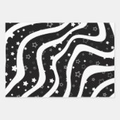 Black &White Stars On Lines Elegant  Design Geschenkpapier Set (Vorderseite 3)