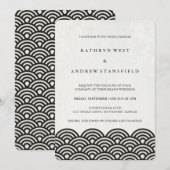 Black + White stilisierte Waves Elegant Beach Wedd Einladung (Vorne/Hinten)