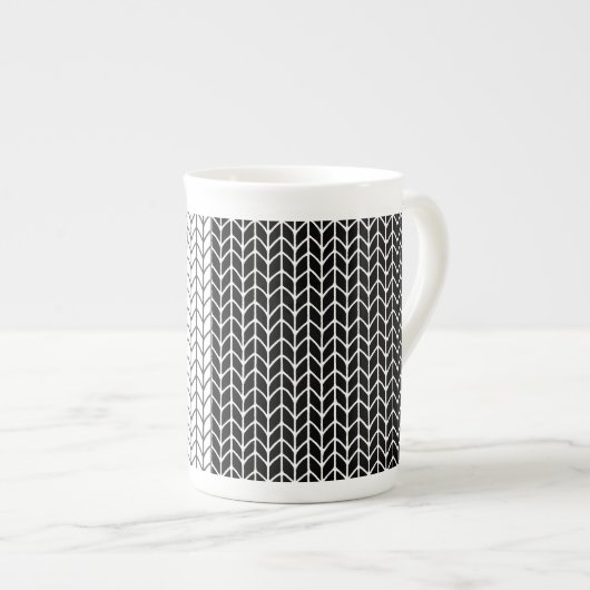 BLACK & WHITE STRICK Knochen China Tasse (Vorderseite Rechts)