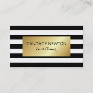 Black & White Strip und Gold Business Card Visitenkarte