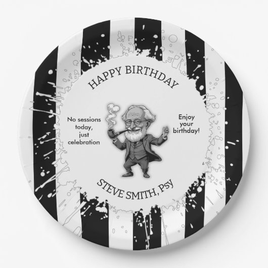 Black White Stripe Psychology Freud CARTOON Pappteller (Vorderseite)