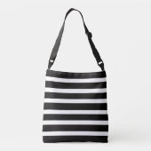 BLACK & WHITE STRIPED CROSS BODY BAG TRAGETASCHEN MIT LANGEN TRÄGERN (Rückseite)