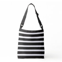 BLACK & WHITE STRIPED CROSS BODY BAG