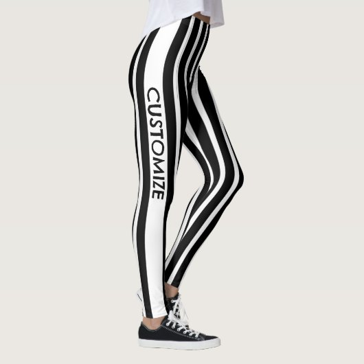 Black & White Striped Leggings w/ Custum Text (Rechts)