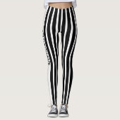 Black & White Striped Leggings w/ Custum Text (Vorderseite)