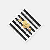 Black & White Stripes Gold Heart Wedding Serviette (Ecke)