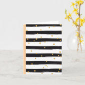 Black White Stripes with Gold Confetti Pattern Karte (Gelbe Blume)