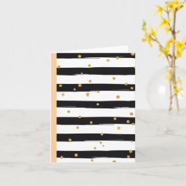Black White Stripes with Gold Confetti Pattern Karte