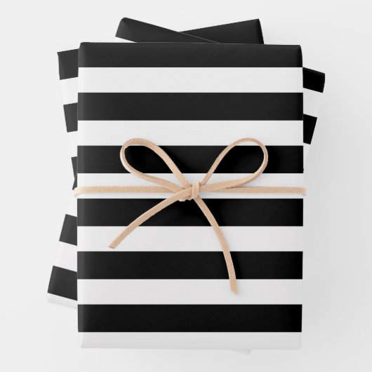Black & White Strips Party oder Weihnachten Geschenkpapier Set (Beispiel)