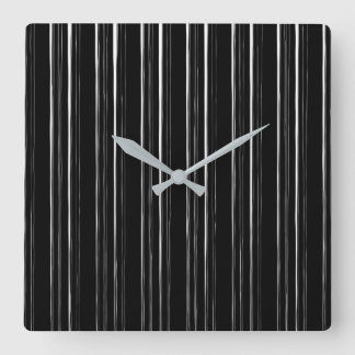 Black/White Stylish Irregular Stripe Pattern Quadratische Wanduhr