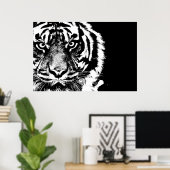 Black & White Sumatran Borneo Tiger Poster (Heimbüro)